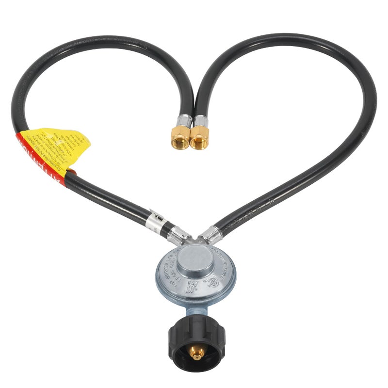 JEASOM 2 feet ySplitter 2 Hose Propane Regulator Low Pressure Dual Propane Tank Connection kit Hose for Most LPLPG Gas Grill Fire Pit Table and Heater - Image 2