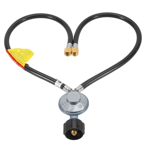 JEASOM 2 feet ySplitter 2 Hose Propane Regulator Low Pressure Dual Propane Tank Connection kit Hose for Most LPLPG Gas Grill Fire Pit Table and Heater - Image 1
