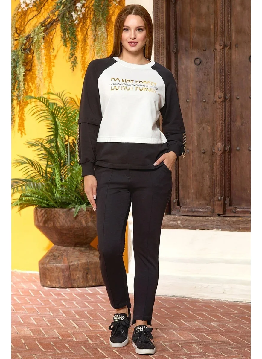 Cossy By Aqua 25237 Women's Crew Neck Tracksuit-Black