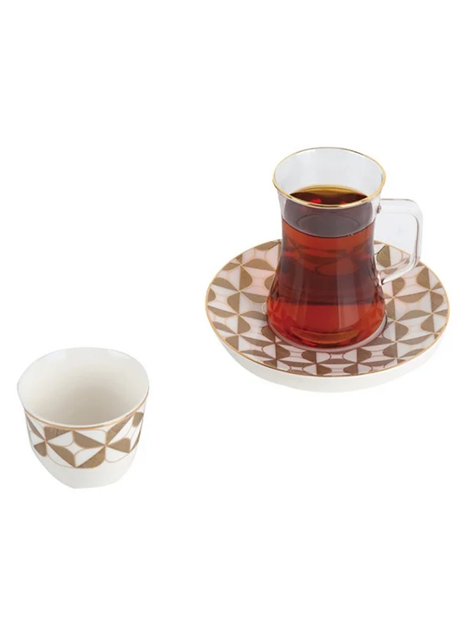 Bien Servi 18-Piece Lily Pattern Elegant Design Tea Set Multicolour 9 x 32 x 38 cm 12275