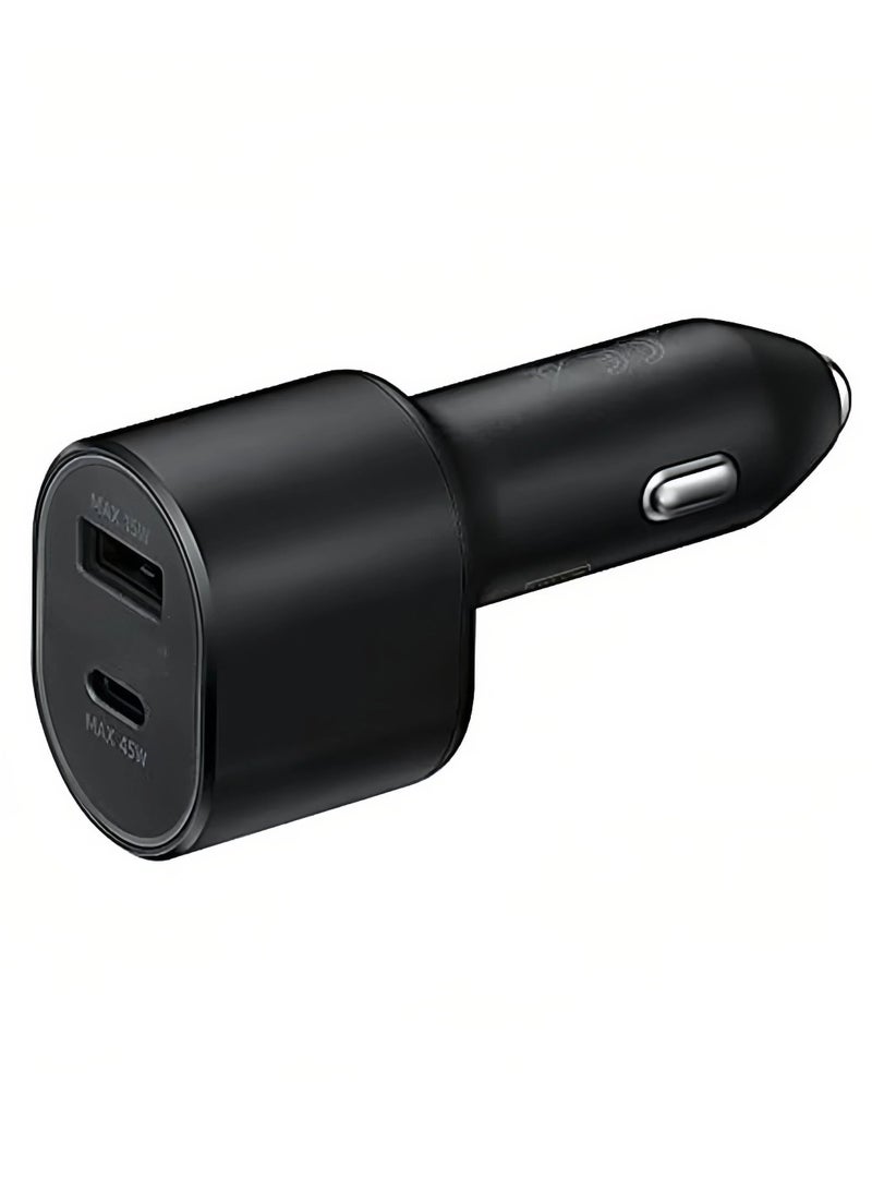 Car Charger Fast Charging 45W and 15W 2.0 Dual Port Car Charger with USB-C Cable 1m - Black - Image 5