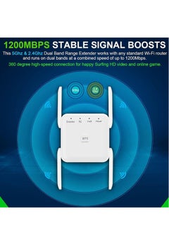 NIBEMINENT Wifi Extender,WiFi Repeater,5G 1200Mbps Dual Band WiFi Booster For Home,Internet Booster With Ethernet, With 4 Antennas, Easy Setup  - Image 4