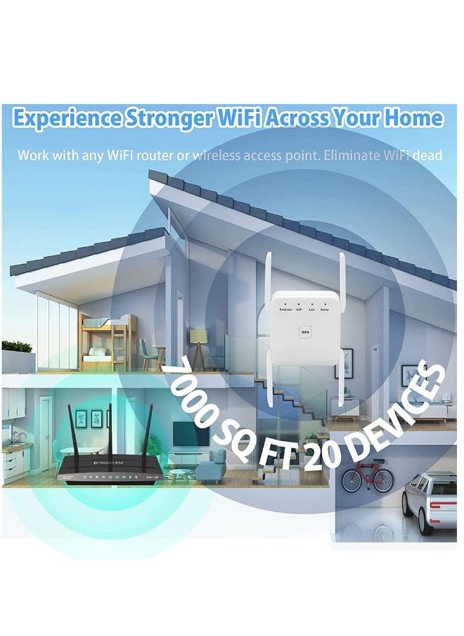 NIBEMINENT - Wifi Extender,WiFi Repeater,5G 1200Mbps Dual Band WiFi Booster For Home,Internet Booster With Ethernet, With 4 Antennas, Easy Setup - Image 1