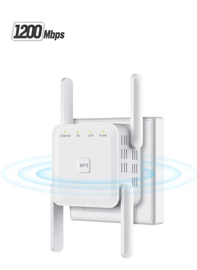 NIBEMINENT - Wifi Extender,WiFi Repeater,5G 1200Mbps Dual Band WiFi Booster For Home,Internet Booster With Ethernet, With 4 Antennas, Easy Setup - Image 1