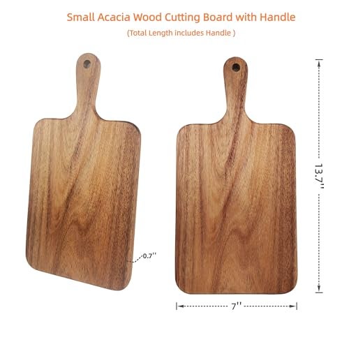 ZeQi Acacia Wood Cutting Board with Handle 13.7''X7'' / Charcuterie Board/Serving Board/Cheese, Bread, Vegetables & Fruits Serving Board (Rectangular) - Image 4