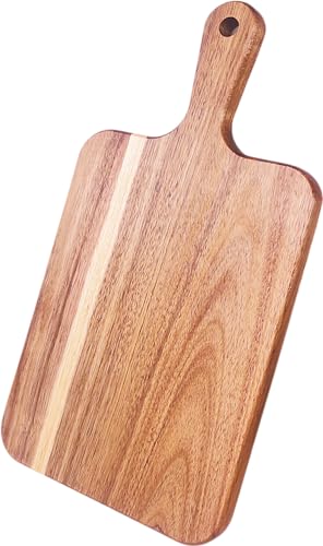 ZeQi Acacia Wood Cutting Board with Handle 13.7''X7'' / Charcuterie Board/Serving Board/Cheese, Bread, Vegetables & Fruits Serving Board (Rectangular) - Image 2
