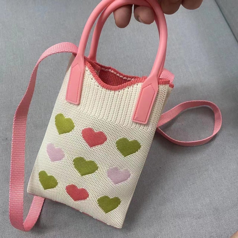 Factory Hand Bag On Behalf Of Ladies New Knitted Mobile Phone Bag Net Red Love Bag Messenger Bag Mini Bag - Image 4