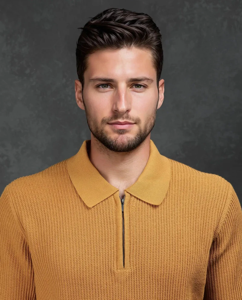 Rare Rabbit Men's Flat Knit Zipper Polo