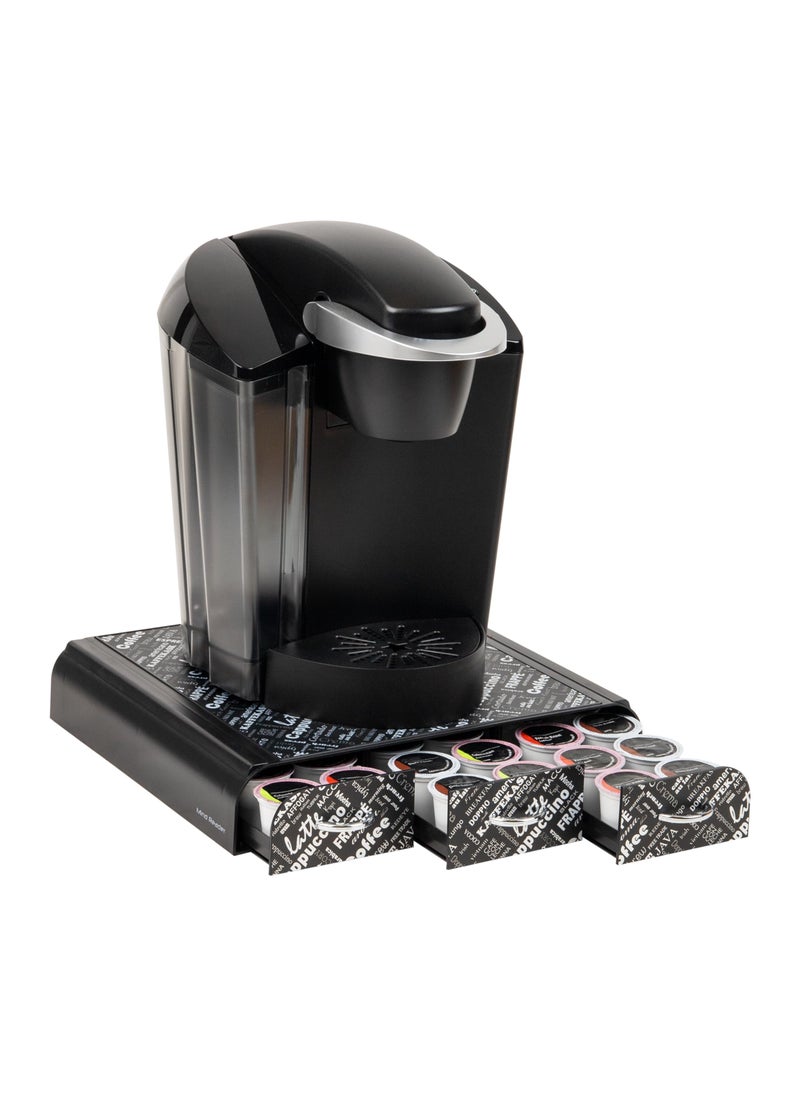 Mind Reader Mind Reader Single Serve Coffee Pod Organizer with 3 Drawers 36 Pod Capacity 1225L x 135W x 25H Black Print 