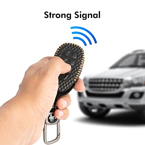 SHOPOFLUX Metal Key Cover Compatible with Hyundai Verna 2024 2023 | i20 Facelift N Line N8 Car 4 button smart key (Leather Black) - Image 4