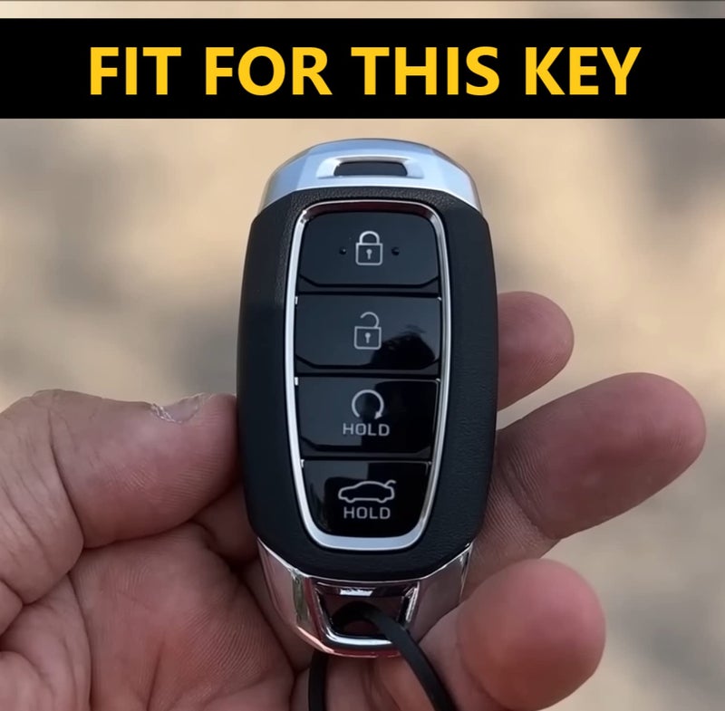 SHOPOFLUX Metal Key Cover Compatible with Hyundai Verna 2024 2023 | i20 Facelift N Line N8 Car 4 button smart key (Leather Black) - Image 3