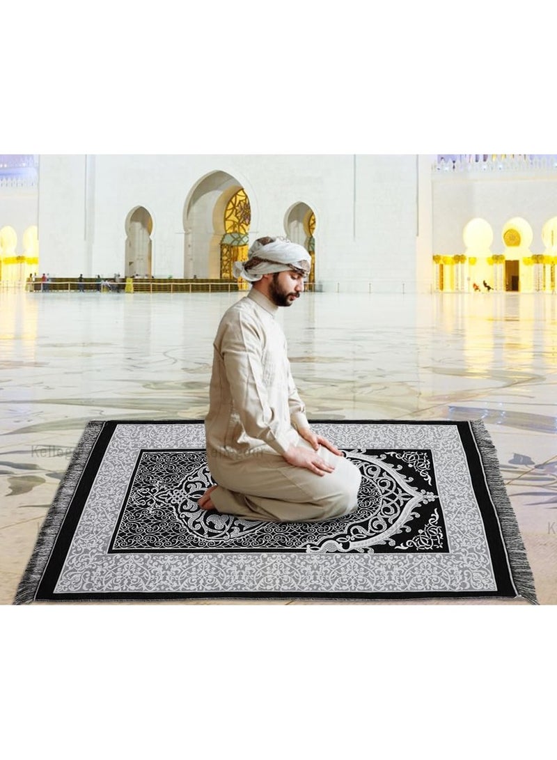 جيج بي في 3 قطع بطانية صلاة صلاة صلاة صلاة صلاة صلاة صلاة صلاة صلاة صلاة صلاة صلاة سفر رمضان ناعم وفاخر (أسود) - Image 2