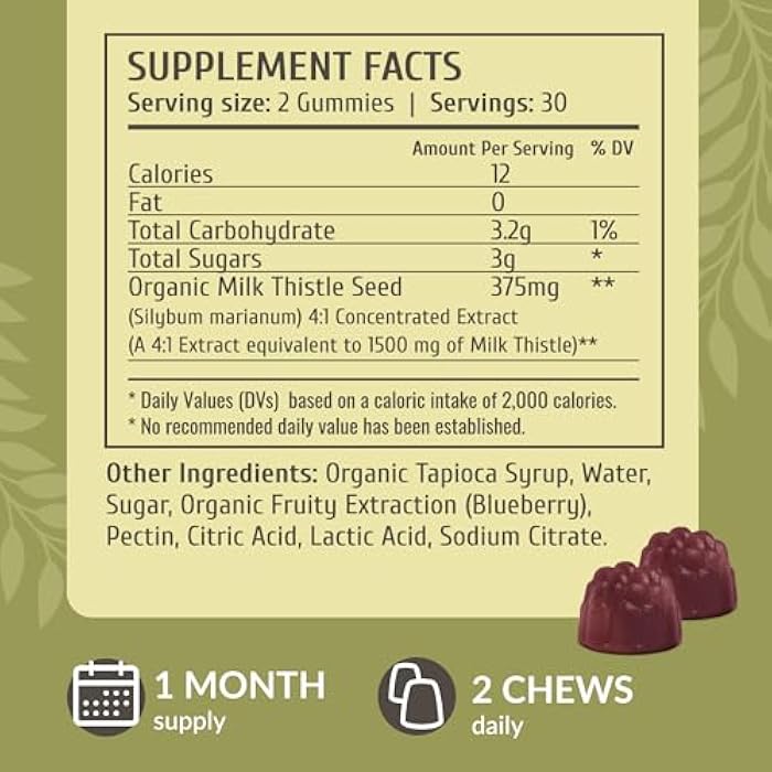 HERBAMAMA Milk Thistle Supplement – 1500mg Milk Thistle Gummies for Liver Detox* & Anitoxidant Support – Liver Support Supplement – Vegan Liver Health* Gummies - 60 Count (30 Servings) - Image 3