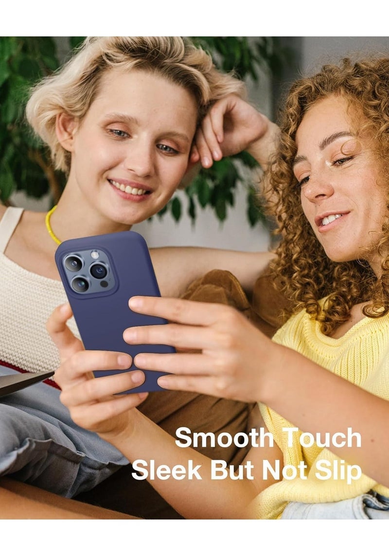 Generic Case Compatible with iPhone 15 Pro, with 3X Screen Protector + 3X Camera Lens Protector, Liquid Silicone Shockproof Anti-Scratch Protective Microfiber Lining Phone Case (Midnight Blue)  - Image 5