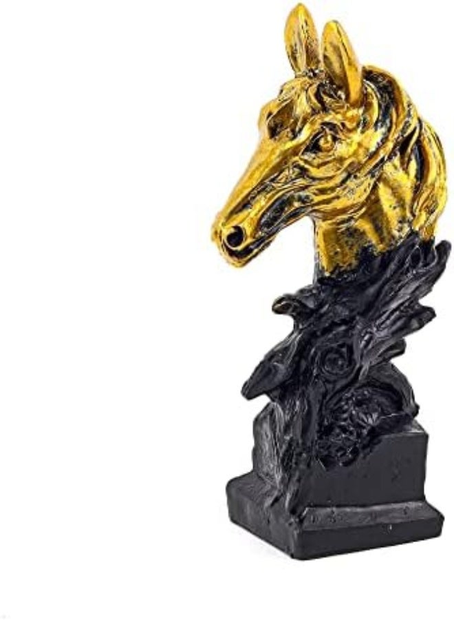 AKDC Polyresin Horse Head Statue 5.5" Inch, Handcrafted Horses Head Model Sculptures With Base Stand, Resin Craft Animal Figurines Sculpture For Home Office Desktop Indoor Decorations (Gold) - Image 4