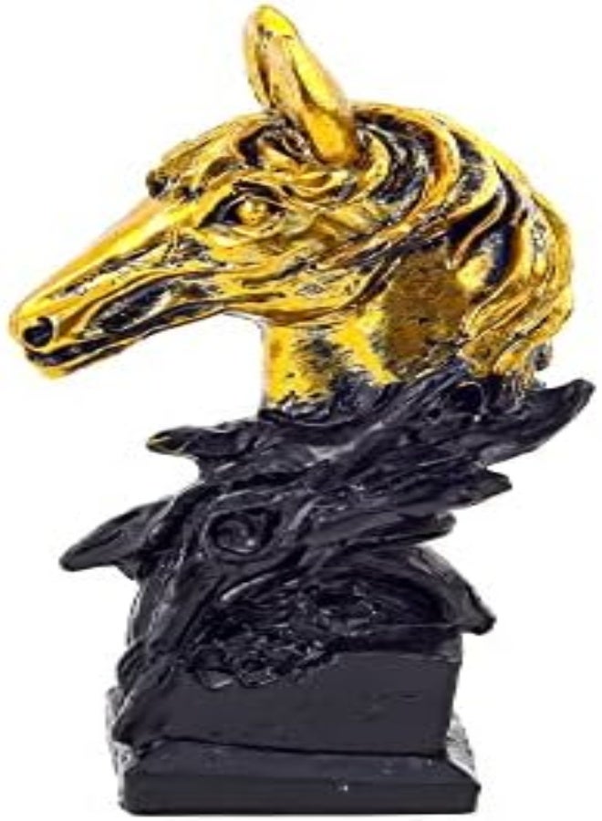 AKDC Polyresin Horse Head Statue 5.5" Inch, Handcrafted Horses Head Model Sculptures With Base Stand, Resin Craft Animal Figurines Sculpture For Home Office Desktop Indoor Decorations (Gold) - Image 2