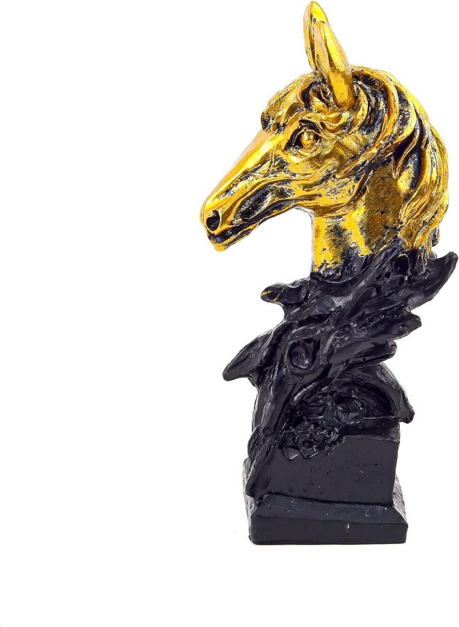 AKDC Polyresin Horse Head Statue 5.5" Inch, Handcrafted Horses Head Model Sculptures With Base Stand, Resin Craft Animal Figurines Sculpture For Home Office Desktop Indoor Decorations (Gold) - Image 5