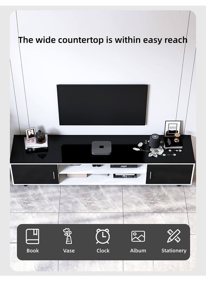 140cm Modern TV Table, Television Stand, Modern Minimalist TV Cabinet, TV Unit TV Stand TV Bench with Storage Shelves, Multifunctional TV Desk for Entertainment Center Gaming Media Home Living Room (DSG015-140) - Image 4