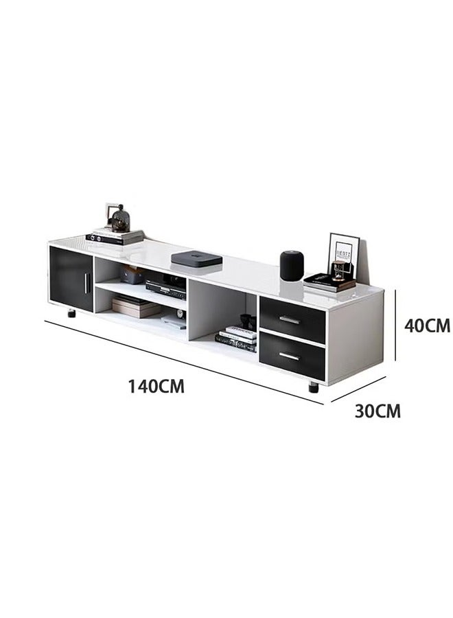 140cm Modern TV Table, Television Stand, Modern Minimalist TV Cabinet, TV Unit TV Stand TV Bench with Storage Shelves, Multifunctional TV Desk for Entertainment Center Gaming Media Home Living Room (DSG015-140) - Image 2