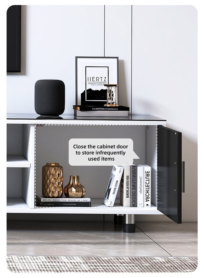 140cm Modern TV Table, Television Stand, Modern Minimalist TV Cabinet, TV Unit TV Stand TV Bench with Storage Shelves, Multifunctional TV Desk for Entertainment Center Gaming Media Home Living Room (DSG015-140) - Image 3