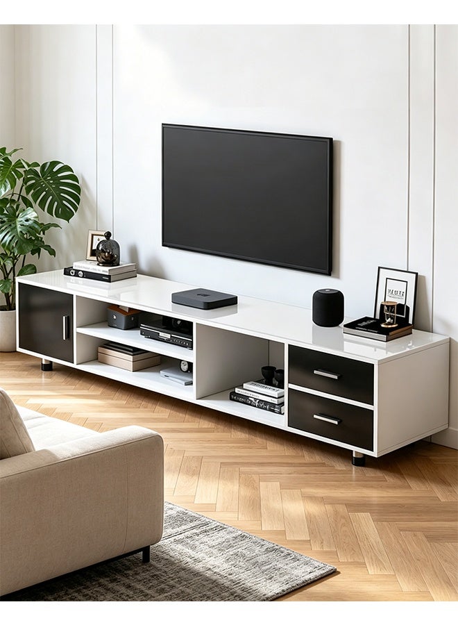 140cm Modern TV Table, Television Stand, Modern Minimalist TV Cabinet, TV Unit TV Stand TV Bench with Storage Shelves, Multifunctional TV Desk for Entertainment Center Gaming Media Home Living Room (DSG015-140) - Image 1