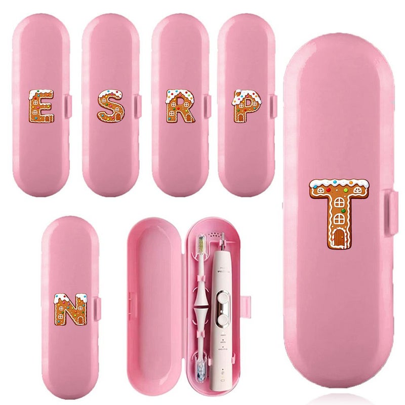Color E Portable Travel Toothbrush Box Dustproof Case With Initial Letter Pattern Design - Image 1