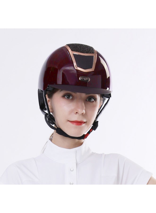 Standard Brim Bordeaux Red Rif Equestrian Helmet Women's Summer Riding Helmet Equestrian Hat Large Brim Professional Rider Safety Protective Equipment