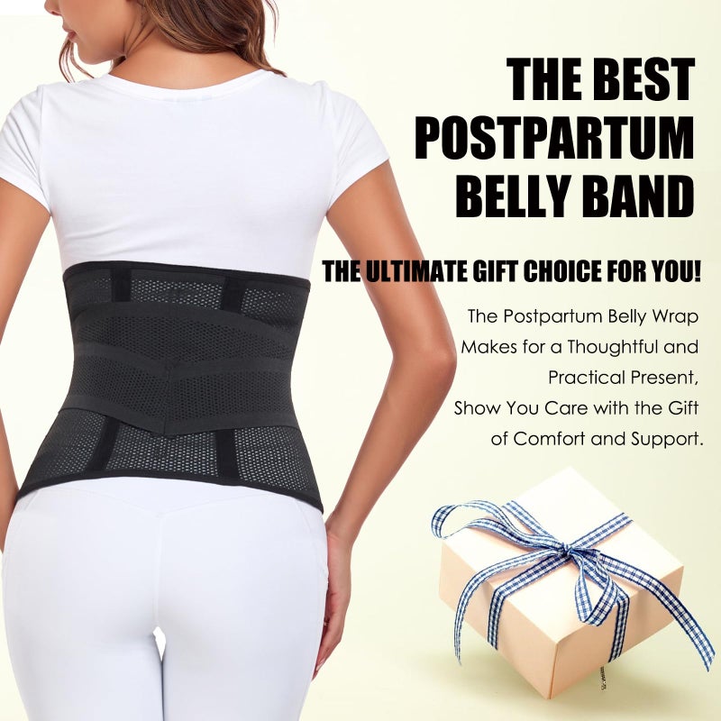 MAMODY Postpartum Belly Band â€“ Postpartum Belly Wrap, Abdominal Binder Post Surgery C-section Recovery Support Belt After Birth Brace, Slimming Girdles (Midnight Black, L) - Image 5