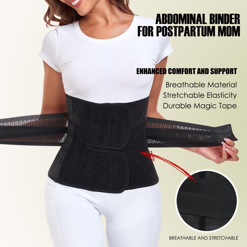 MAMODY Postpartum Belly Band â€“ Postpartum Belly Wrap, Abdominal Binder Post Surgery C-section Recovery Support Belt After Birth Brace, Slimming Girdles (Midnight Black, L) - Image 2