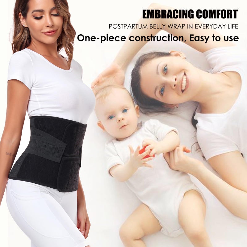 MAMODY Postpartum Belly Band â€“ Postpartum Belly Wrap, Abdominal Binder Post Surgery C-section Recovery Support Belt After Birth Brace, Slimming Girdles (Midnight Black, L) - Image 4