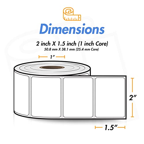 OfficeSmartLabels 2" x 1.5" Direct Thermal Label - Compatible with Rollo Label Printer & Zebra Desktop Printers – 1” Core, Postage Barcode Address Shipping Sticker, Adhesive & Perforated - 4 Rolls, 1000/Roll - Image 4