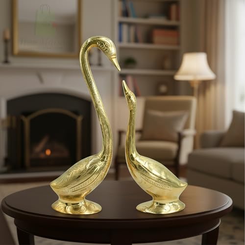 TREE MAISON CORONATING HOMES Brass Swan Pair Statue | Hanso ke Jode | Vastu Shastra & Feng Shui Remedies | Home Decor | Showpiece | Vastu Remedy | Weight - 1 KG Approx - Image 3
