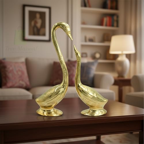 TREE MAISON CORONATING HOMES Brass Swan Pair Statue | Hanso ke Jode | Vastu Shastra & Feng Shui Remedies | Home Decor | Showpiece | Vastu Remedy | Weight - 1 KG Approx - Image 4