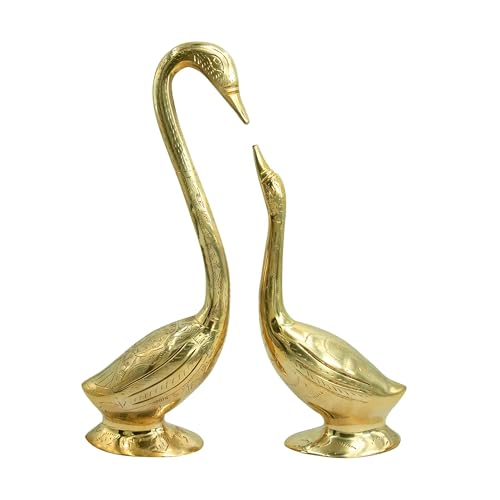 TREE MAISON CORONATING HOMES Brass Swan Pair Statue | Hanso ke Jode | Vastu Shastra & Feng Shui Remedies | Home Decor | Showpiece | Vastu Remedy | Weight - 1 KG Approx - Image 1