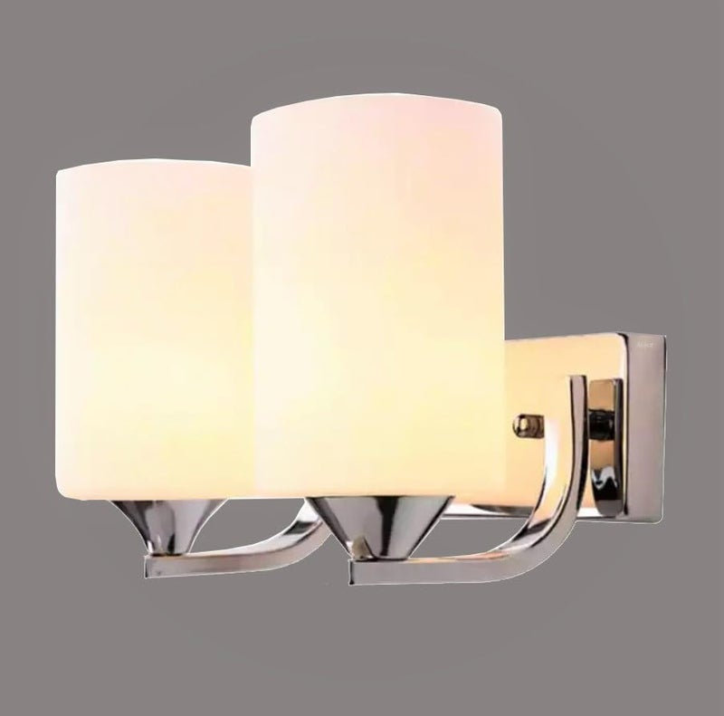 BrightLyt Silver Double or 2 Shade Wall Light for Home Decoration, Wall Lamp for Bedroom, Living Room (Metal & Glass) - Image 5