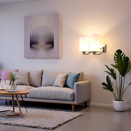 BrightLyt Silver Double or 2 Shade Wall Light for Home Decoration, Wall Lamp for Bedroom, Living Room (Metal & Glass) - Image 3