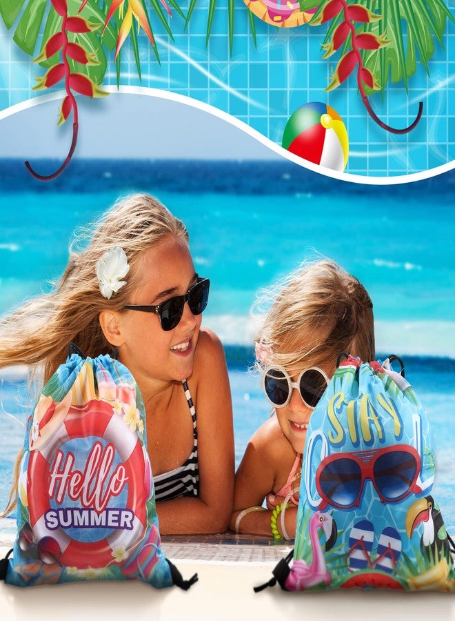 Kacctyen 12 Pcs Pool Beach Drawstring Bags Summer Drawstring Backpack Beach Ball String Birthday Bag Pool Party Decoration (Classic) - Image 5