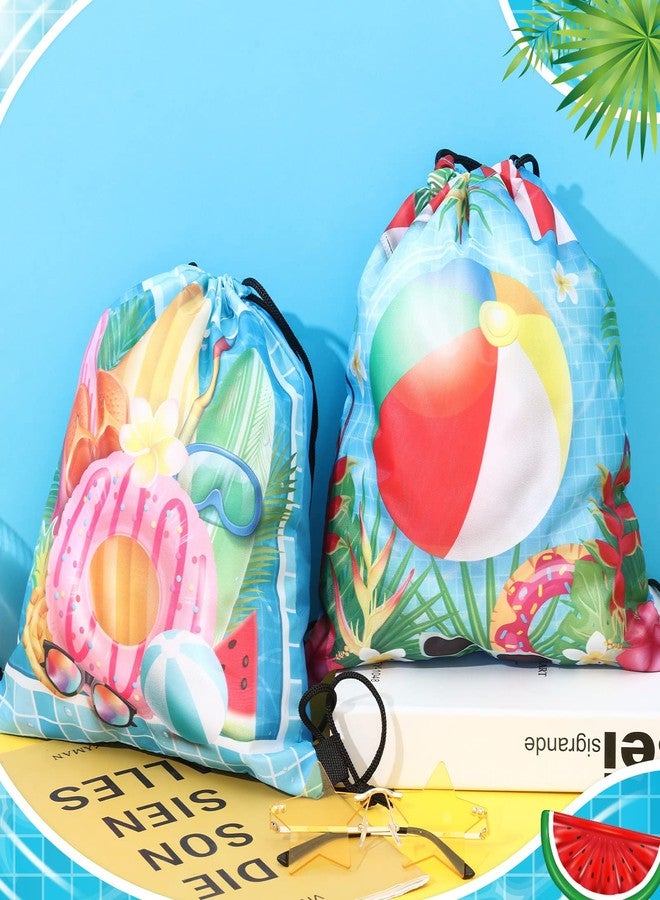 Kacctyen 12 Pcs Pool Beach Drawstring Bags Summer Drawstring Backpack Beach Ball String Birthday Bag Pool Party Decoration (Classic) - Image 4