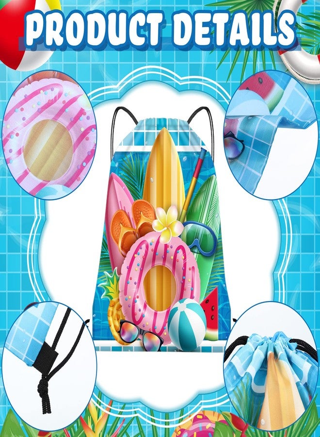 Kacctyen 12 Pcs Pool Beach Drawstring Bags Summer Drawstring Backpack Beach Ball String Birthday Bag Pool Party Decoration (Classic) - Image 3
