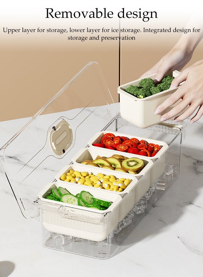 DUNISO صندوق قفل مع 5 شوكات فواكه، صينية تقديم مقسمة مع غطاء ومقبض، منظم صحن شفاف للفواكه، الحلوى، المكسرات والوجبات الخفيفة، حاوية تخزين الطعام - Image 5