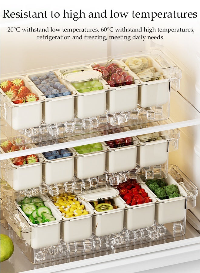 DUNISO صندوق قفل مع 5 شوكات فواكه، صينية تقديم مقسمة مع غطاء ومقبض، منظم صحن شفاف للفواكه، الحلوى، المكسرات والوجبات الخفيفة، حاوية تخزين الطعام - Image 3