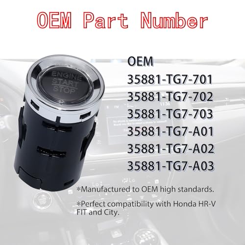 MANATEE 35881-TG7-A03 Ignition Starter Start Stop Button Switch Replacement for Honda Pilot 2016-2019 1.5L Honda Ridgeline 2017-2019 3.5L 35881-TG7-702 35881TG7A03 Push Button One-Button Switch - Image 2