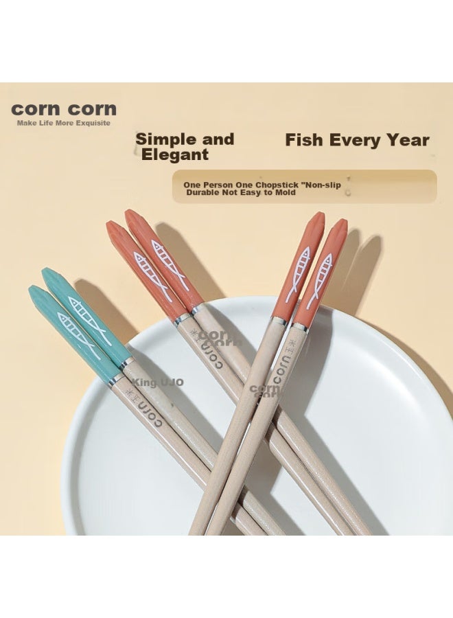 Corn Children's Alloy Chopsticks For Primary School Students, Cute Kindergarten And Home Use, Antibacterial And Heat-resistant, For Ages 6-12, Short Chopsticks - Image 4