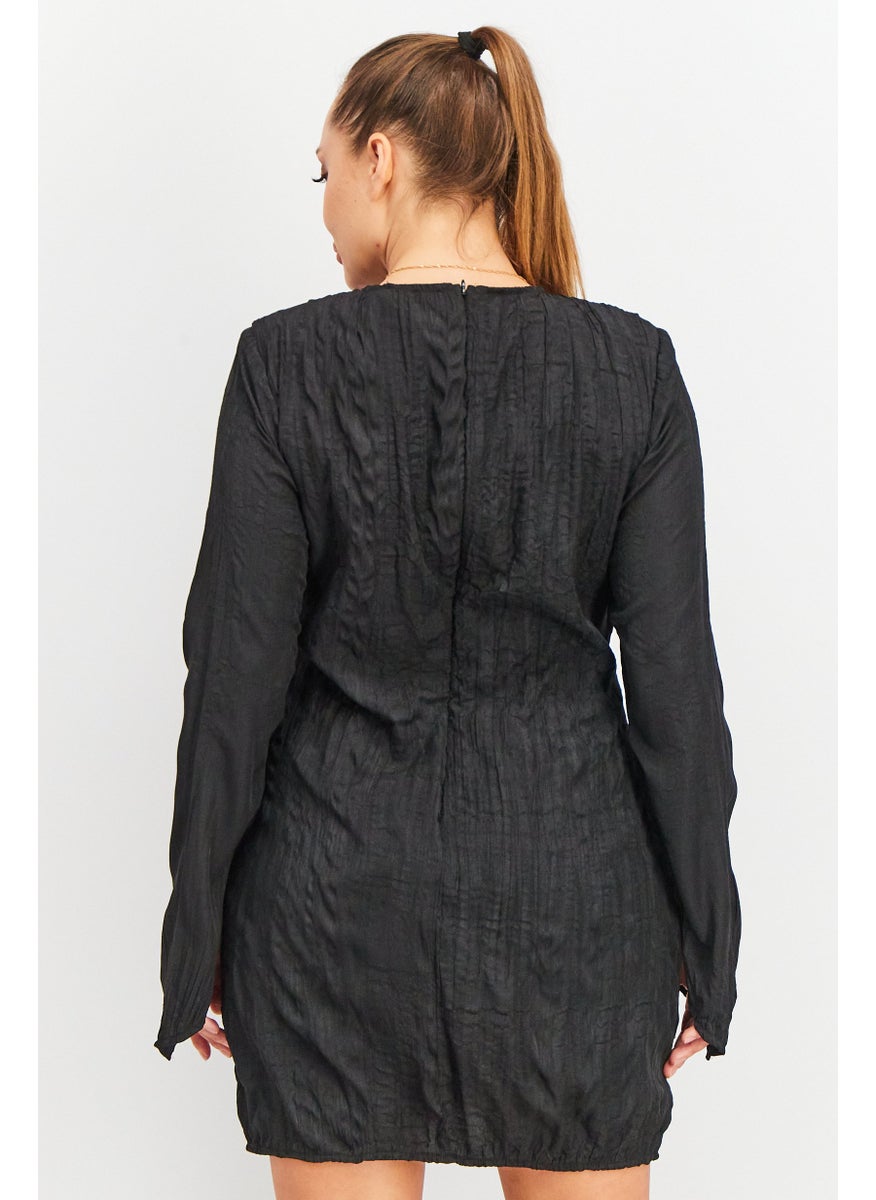 NA-KD - Women Textured Cups Front Mini Dress, Black - Image 1