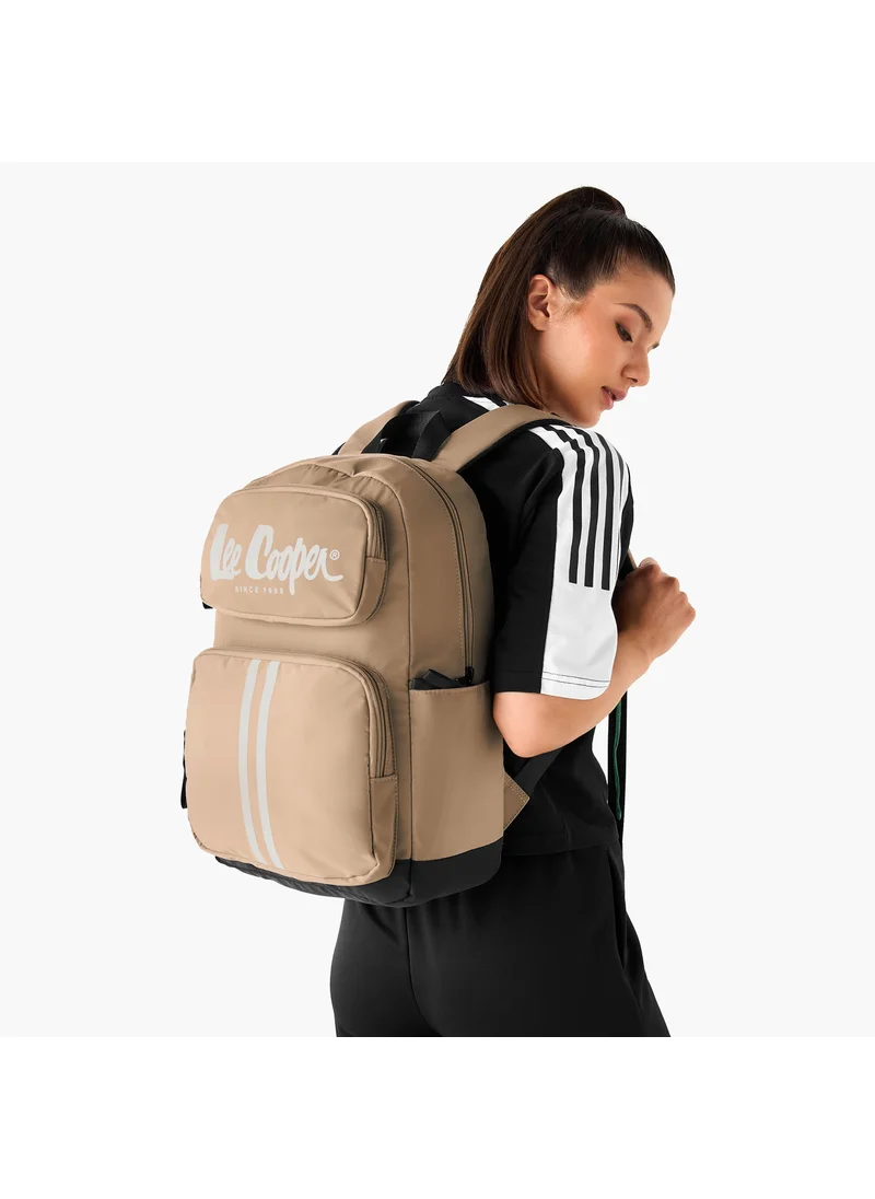 لي كوبر Lee Cooper Logo Print Backpack with Adjustable Shoulder Straps