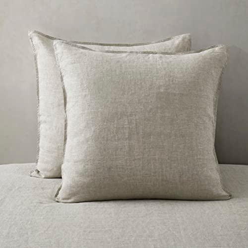 ATLINIA 100% Linen Pillowcases Set of 2, Euro Size 26" x 26" Pillow Case, Linen Pillow Sham - Image 1