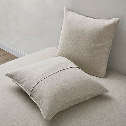 ATLINIA 100% Linen Pillowcases Set of 2, Euro Size 26" x 26" Pillow Case, Linen Pillow Sham - Image 3