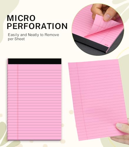 PINJINGPRO Small Legal Pads 5x8 Colored, 6 Pack Note Pads 5x8, Perforated Pink Legal Pad College Ruled, Lined Paper Pads 5x8 Notebook Pad, 30 Sheets per Notepad, Mini Purple Legal Pads 5x8 for Office School Home - Image 4