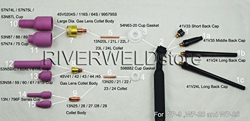 RIVERWELD TIG Collets 13N23 3/32" & 2.4mm Orifice Fit DB PTA SR WP 9 20 25 TIG Welding Torch Pack of 10 - Image 4