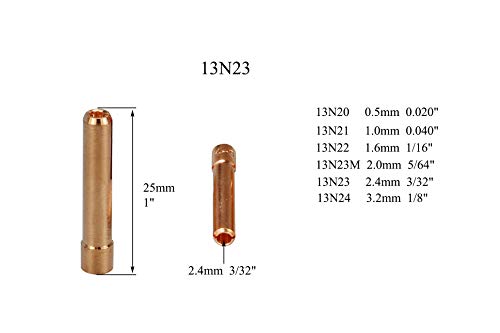 RIVERWELD TIG Collets 13N23 3/32" & 2.4mm Orifice Fit DB PTA SR WP 9 20 25 TIG Welding Torch Pack of 10 - Image 2